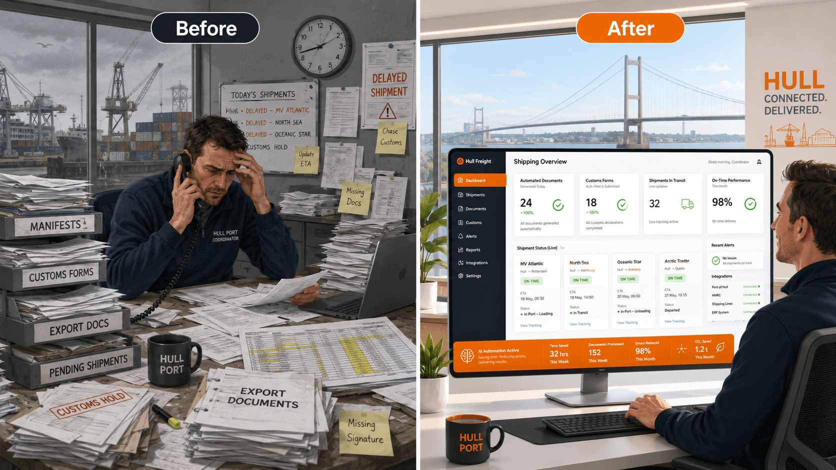 Before and after AI automation for Hull businesses