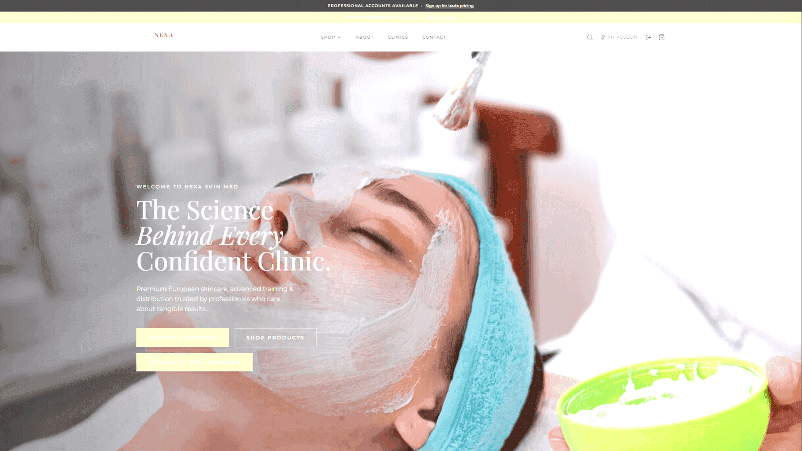 NexaSkinMed medical aesthetics website designed by Octelis