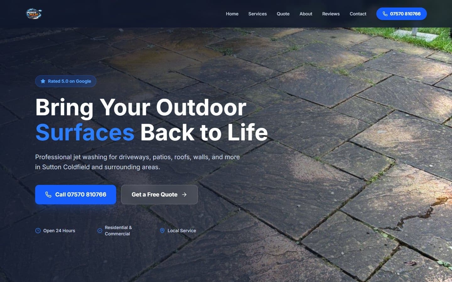 Power Pulse Solutions: Professional Pressure Washing Website with Instant Online Quotes