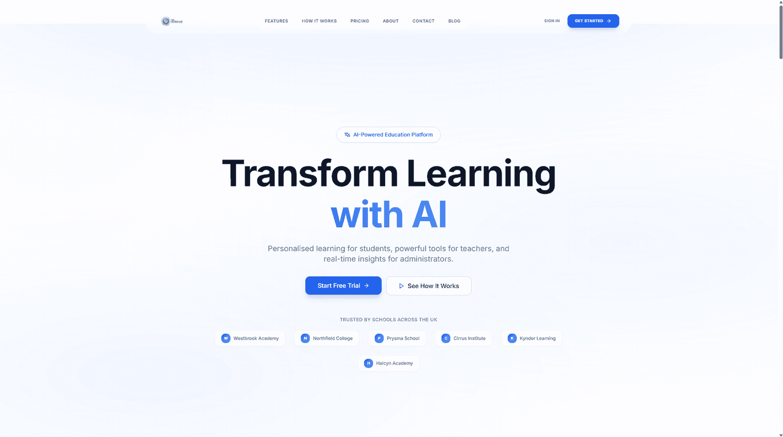 The Revision Hub edtech platform website designed by Octelis