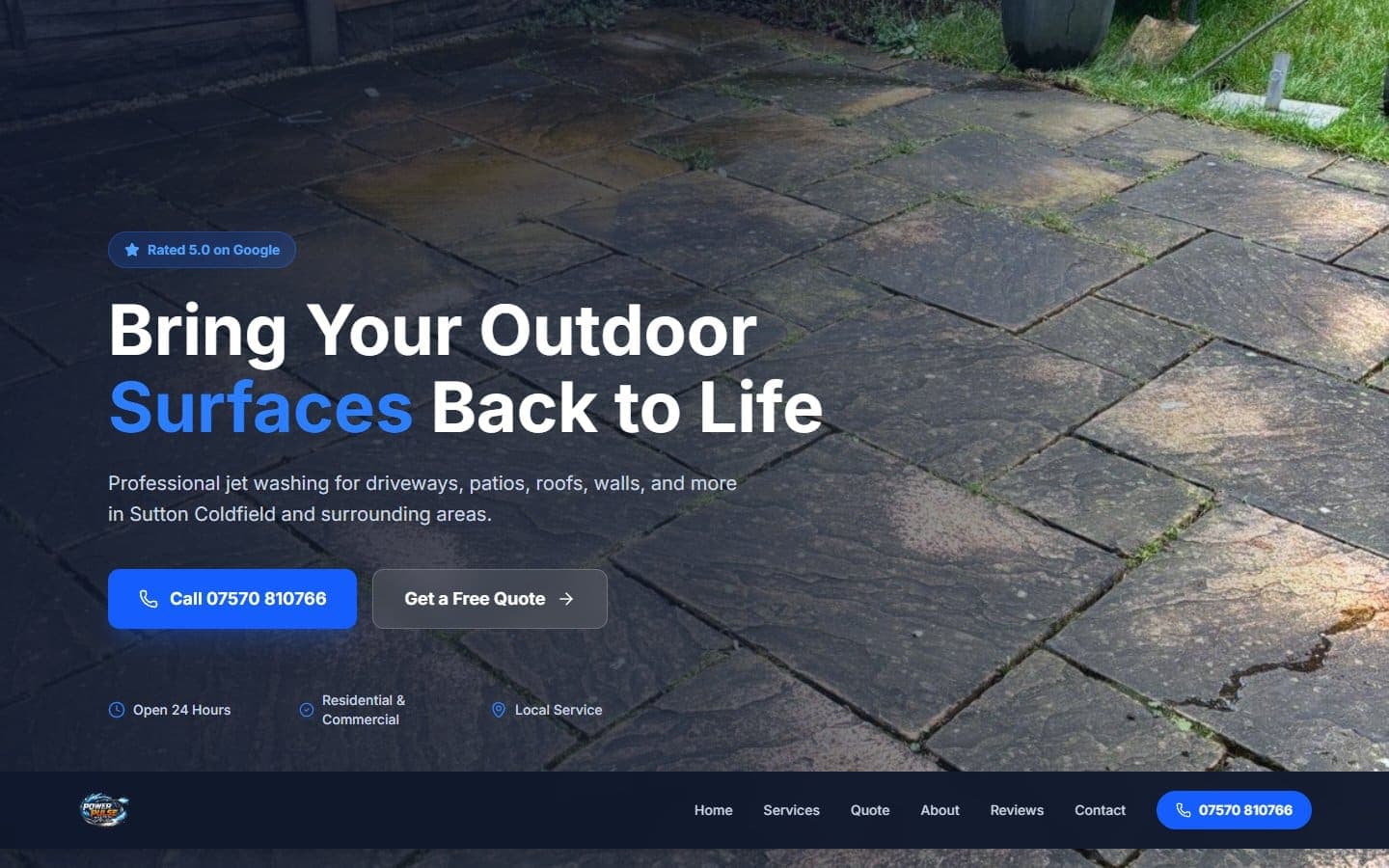 Power Pulse Solutions services - dedicated pages for driveway, patio, render, roof and gutter cleaning